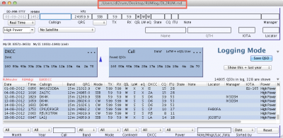 PathToLog.png (74.36 KiB) Viewed 3910 times The title bar shows the path to the current used logbook file.