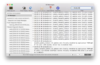 RUMLogNG console messages