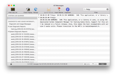 Fldigi console messages